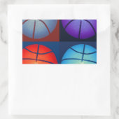 Sticker Rectangulaire Basket-ball Art Pop Quatre Couleurs (Sac)