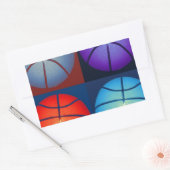 Sticker Rectangulaire Basket-ball Art Pop Quatre Couleurs (Enveloppe)