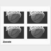 Sticker Rectangulaire Basket-ball noir et blanc (Feuille)