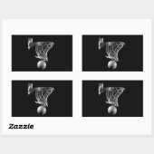Sticker Rectangulaire Basket-ball noir et blanc (Feuille)