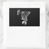 Sticker Rectangulaire Basket-ball noir et blanc (Sac)
