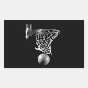 Sticker Rectangulaire Basket-ball noir et blanc
