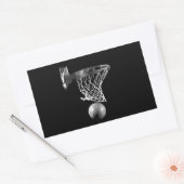 Sticker Rectangulaire Basket-ball noir et blanc (Enveloppe)