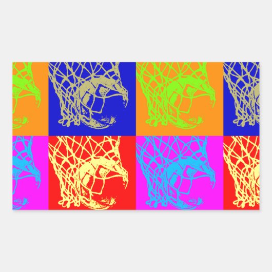 Sticker Rectangulaire Basket-ball Pop Art (Devant)