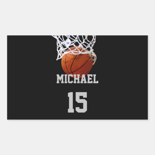 Sticker Rectangulaire Basket-ball Votre nom (Devant)