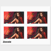 Sticker Rectangulaire Baskets rouges, shorts, enfant, style (Feuille)