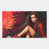 Sticker Rectangulaire Baskets rouges, shorts, enfant, style (Devant)