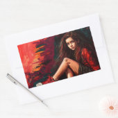 Sticker Rectangulaire Baskets rouges, shorts, enfant, style (Enveloppe)