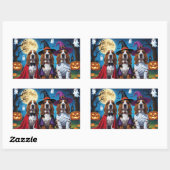 Sticker Rectangulaire Basset Hound Chiens Citrouille Halloween Funny (Feuille)