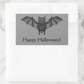 Sticker Rectangulaire Bat Cartoon Mignonne Avec Joyeux Texte D'Halloween (Sac)