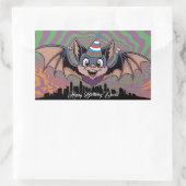 Sticker Rectangulaire Bataille volant au-dessus de la ville psychédéliqu (Sac)