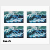 Sticker Rectangulaire Bateau dans la mer dans la tempête (Feuille)