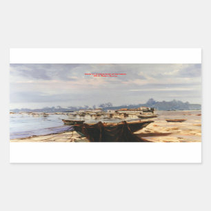 Sticker Rectangulaire Bateau dans la plage/Boat on the beach