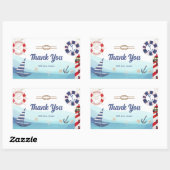 Sticker Rectangulaire Bateau nautique phare bleu rouge merci (Feuille)