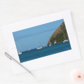 Sticker Rectangulaire Bateaux à voile dans la baie Blancs et Bleus Nauti (Enveloppe)