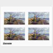 Sticker Rectangulaire Bateaux de pêche sur la plage (Feuille)