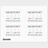Sticker Rectangulaire Bateaux marins Newport Rhode Island (Feuille)