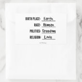 STICKER RECTANGULAIRE BÂTIMENT DE TERRE DE LIEU DE NAISSANCE (Sac)