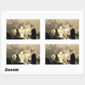 STICKER RECTANGULAIRE BÂTIMENTS DE RECTANGLE DE GRAVIER HAUNÉS (Feuille)