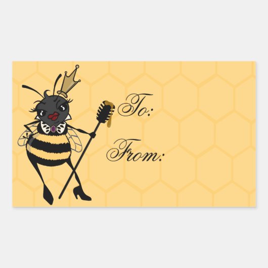 STICKER RECTANGULAIRE BÂTISSEURS CADEAUX CUTE QUEEN BEE MATTE RECTANGLE (Devant)