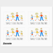 Sticker Rectangulaire Bâtons famille ensemble (Feuille)