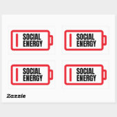 Sticker Rectangulaire Batterie sociale Énergie sociale Introvertir (Feuille)