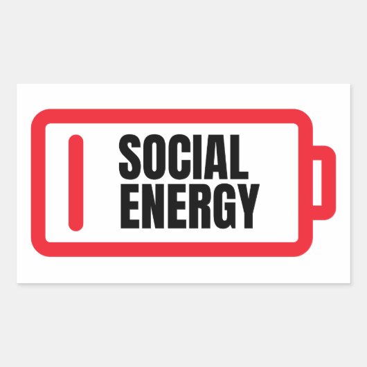 Sticker Rectangulaire Batterie sociale Énergie sociale Introvertir (Devant)