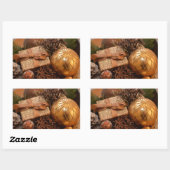 Sticker Rectangulaire Bauble d'or et cadeau de Noël (Feuille)