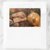 Sticker Rectangulaire Bauble d'or et cadeau de Noël (Sac)