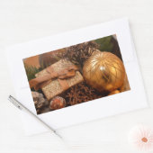 Sticker Rectangulaire Bauble d'or et cadeau de Noël (Enveloppe)