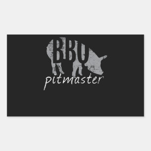 Sticker Rectangulaire BBQ   BBQ Pitmaster Pig Grill Fars Day
