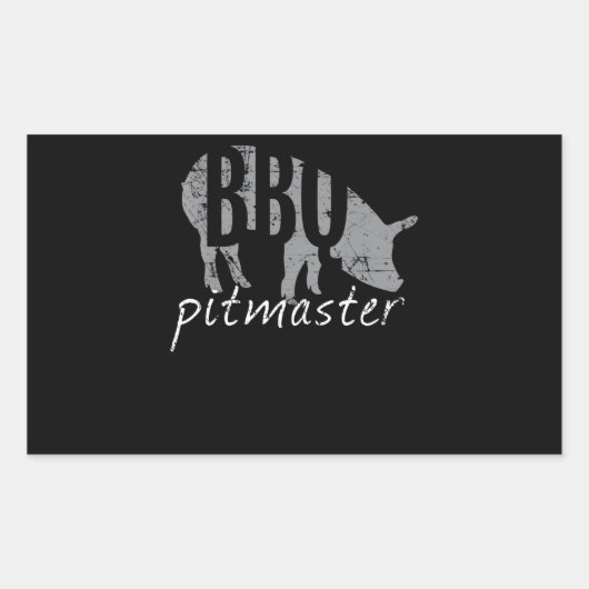 Sticker Rectangulaire BBQ | BBQ Pitmaster Pig Grill Fars Day (Devant)