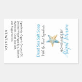 Sticker Rectangulaire Beach-Themed Blue + Starfish Handmade Soap Label (Devant)