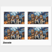 Sticker Rectangulaire Beagle Halloween Éffrayant (Feuille)