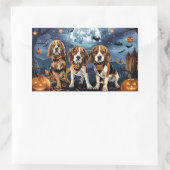 Sticker Rectangulaire Beagle Halloween Éffrayant (Sac)