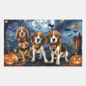 Sticker Rectangulaire Beagle Halloween Épouvantable (Devant)
