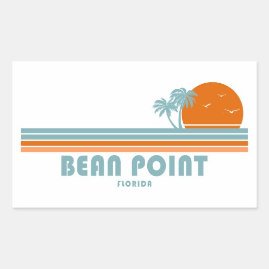 Sticker Rectangulaire Bean Point Beach Floride Sun Palm Trees (Devant)