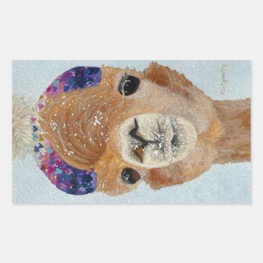 Sticker Rectangulaire Beanie Llama (Devant)