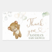 Sticker Rectangulaire Bear Balloon vert Baby shower Merci (Devant)