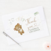 Sticker Rectangulaire Bear Balloon vert Baby shower Merci (Enveloppe)