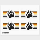 Sticker Rectangulaire Bear Pride couleurs rayures et Bear Paw (Feuille)