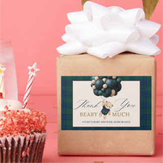 Sticker Rectangulaire Bearly Wait Teddy Balloon Baby Shower books