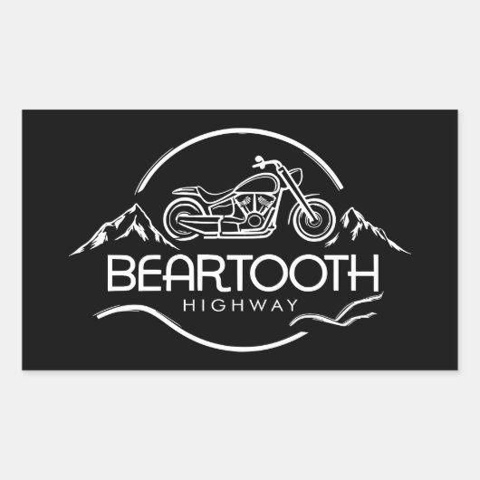 Sticker Rectangulaire Beartooth Highway Montana Wyoming Motorcycle (Devant)