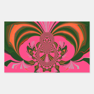 Sticker Rectangulaire Beau Africain Chaud Rose Rouge Doré Vert Lovely