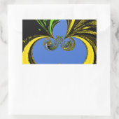 Sticker Rectangulaire Beau Beau Art Sud-Africain Jaune et Bleu (Sac)