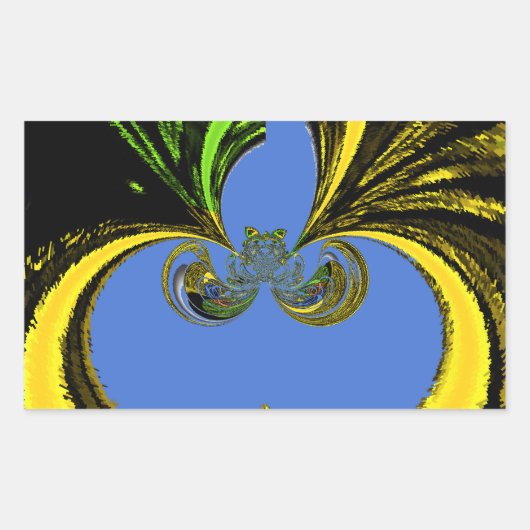 Sticker Rectangulaire Beau Beau Art Sud-Africain Jaune et Bleu (Devant)