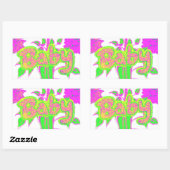Sticker Rectangulaire Beau bébé Extraordinaire rose Inspirationnel Flora (Feuille)