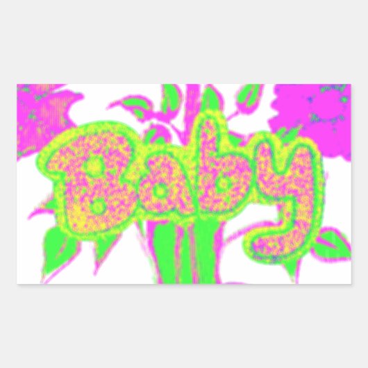 Sticker Rectangulaire Beau bébé Extraordinaire rose Inspirationnel Flora (Devant)