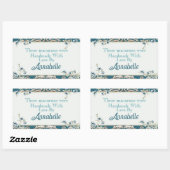 Sticker Rectangulaire Beau bleu floral fait main Macaron Cookie (Feuille)