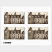 Sticker Rectangulaire Beau Château français à Sepia Tones (Feuille)